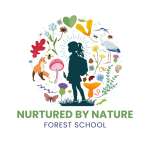 Silhouette of a girl surrounded by nature such as mushrooms, animals, birds, insects, and plants. 